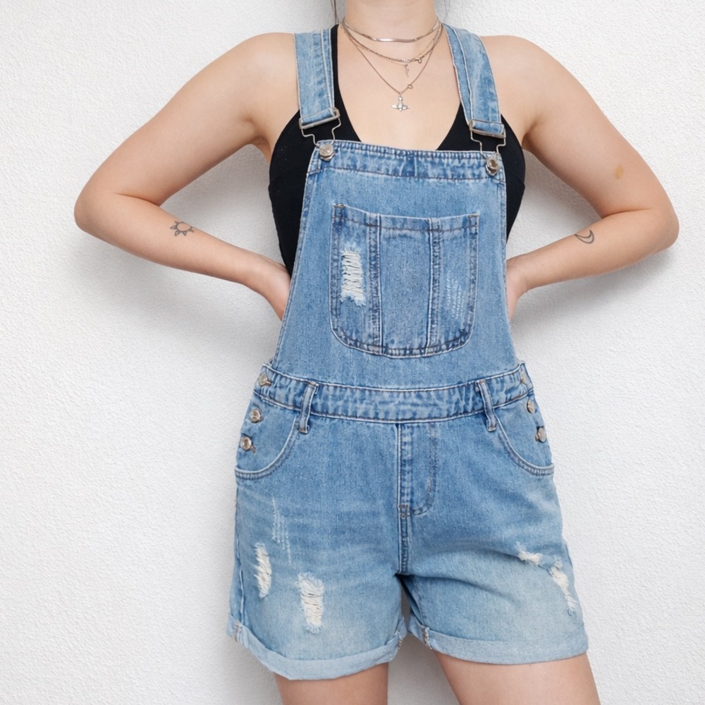 Denim Overall Shorts